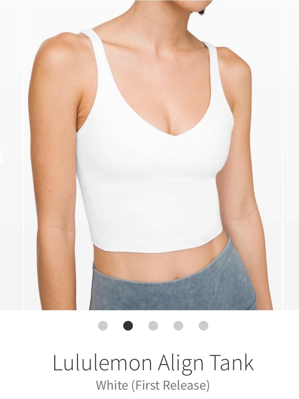 Lululemon White Align Tank Top Sz 4 V Neck Cropped Padded Yoga Gym Workout